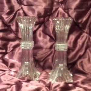 Unique Design Style Glass Candle Holder Set of 2